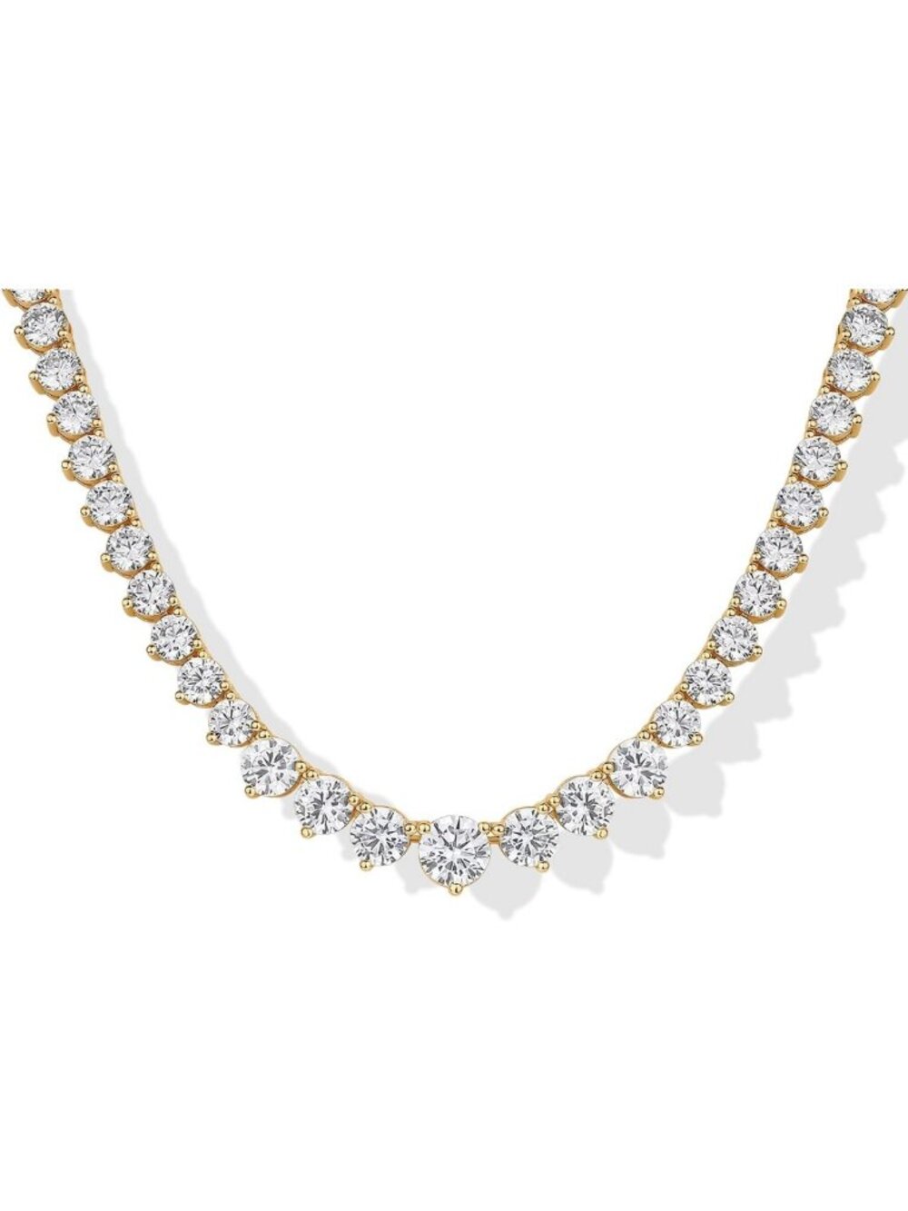 14K Gold Plated Graduated Tennis Necklace for Women, Sparkling CZ Jewelry